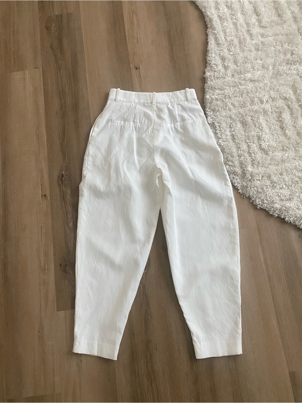 ZARA PLEATED BALLOON PANTS ZW COLLECTION OYSTER-WHITE - Picture 7 of 8